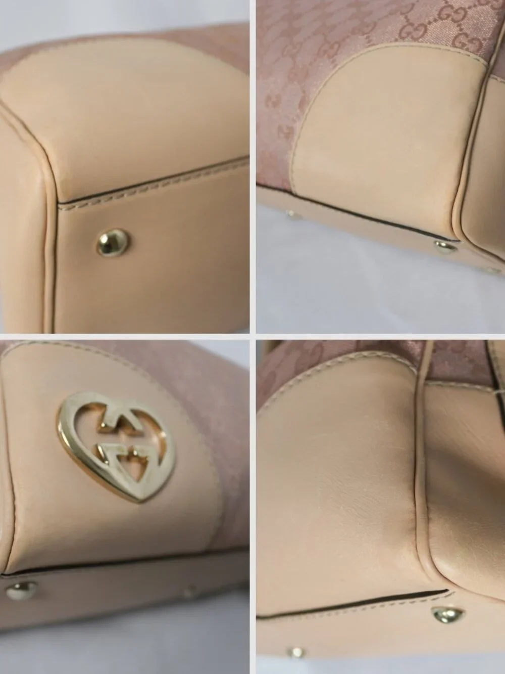Gucci Lovely Heart pink glittery GG canvas boston bag